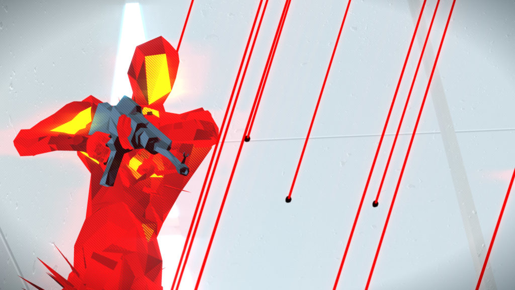 Superhot mind control delete screenshot of hail of bullets firing nearby red enemy