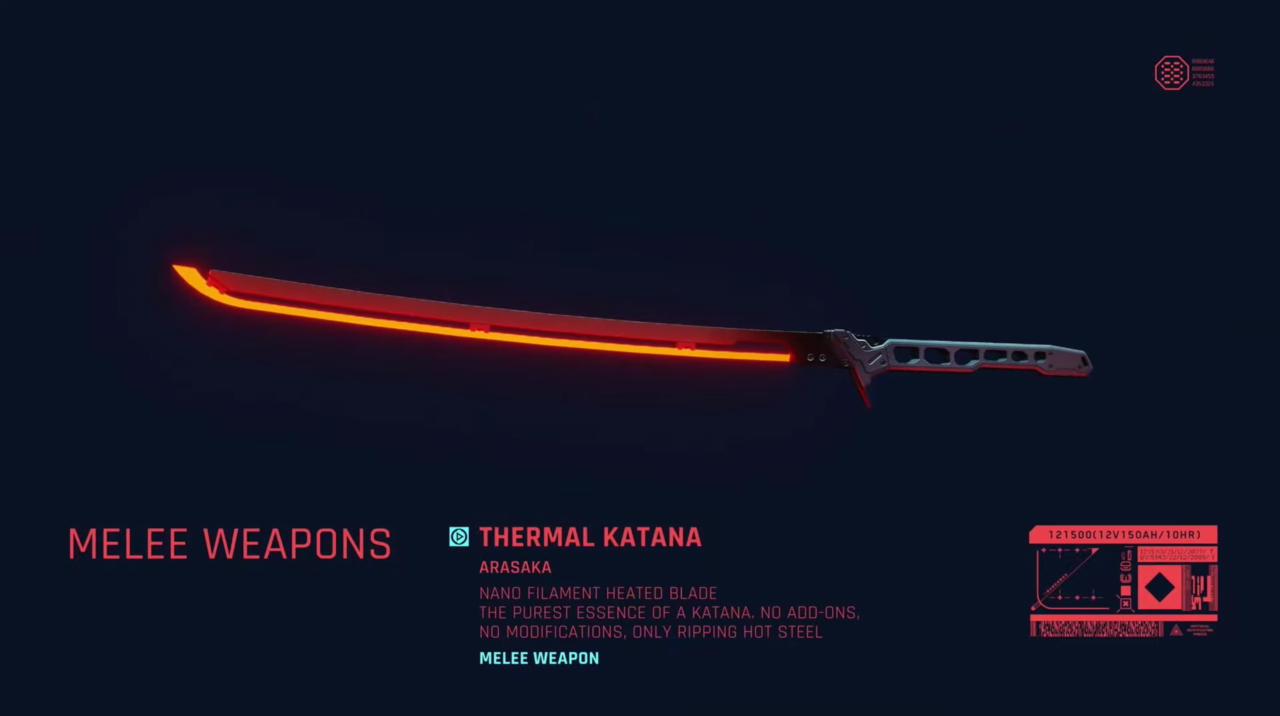 Cyberpunk 2077 Thermal Katana