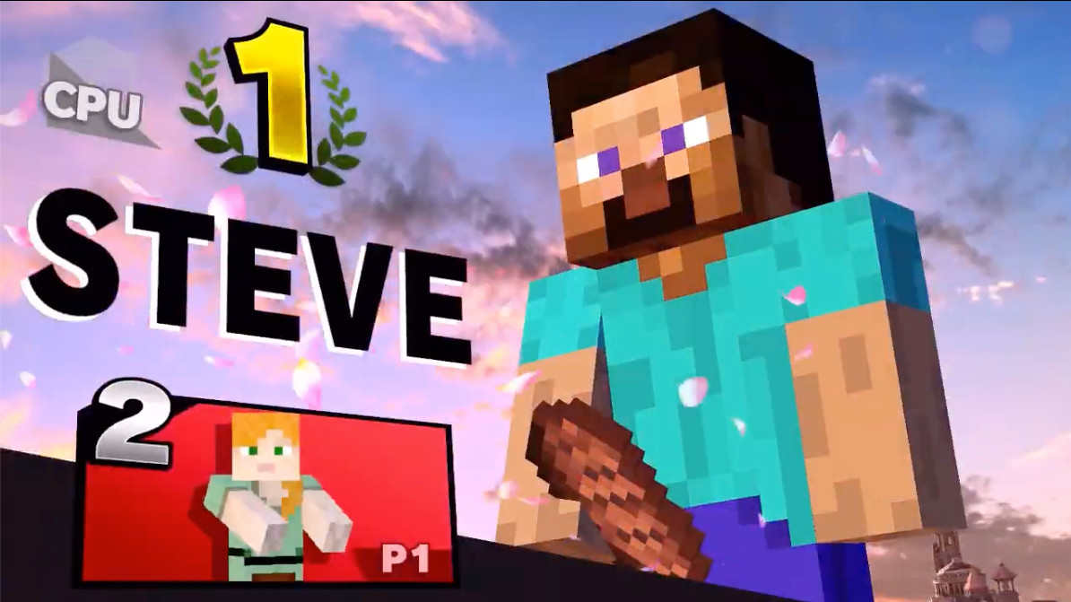 Minecraft Steve victory screen super smash bros