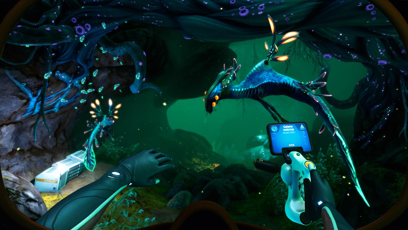 Screenshot from Subnautica: Below Zero featuring a deep sea creature