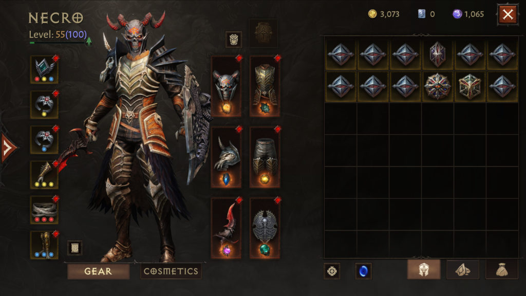 Diablo Immortal Closed Beta Necromancer geared out with end-game items and Legendary gems