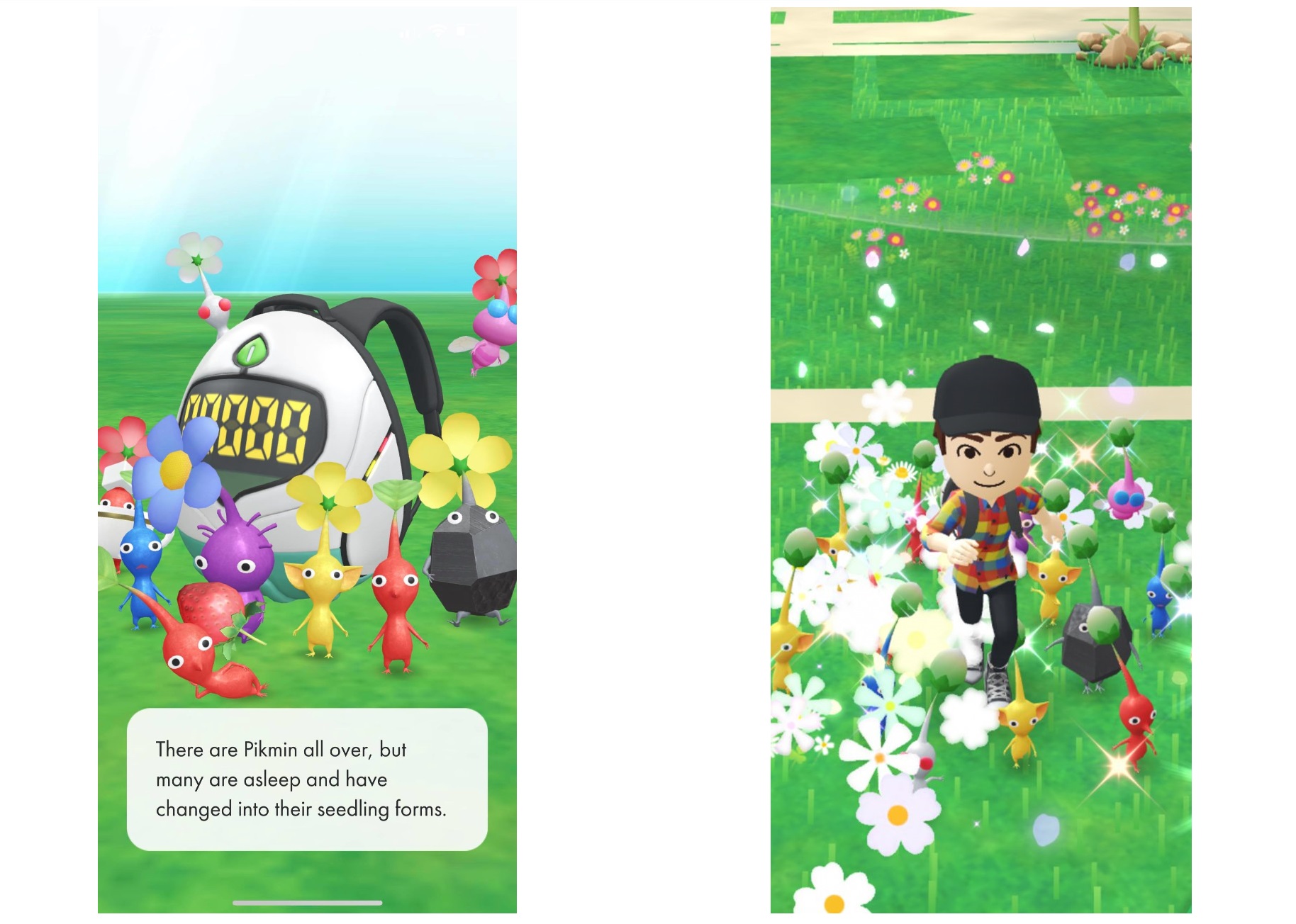 Screen grabs from Pikmin Bloom