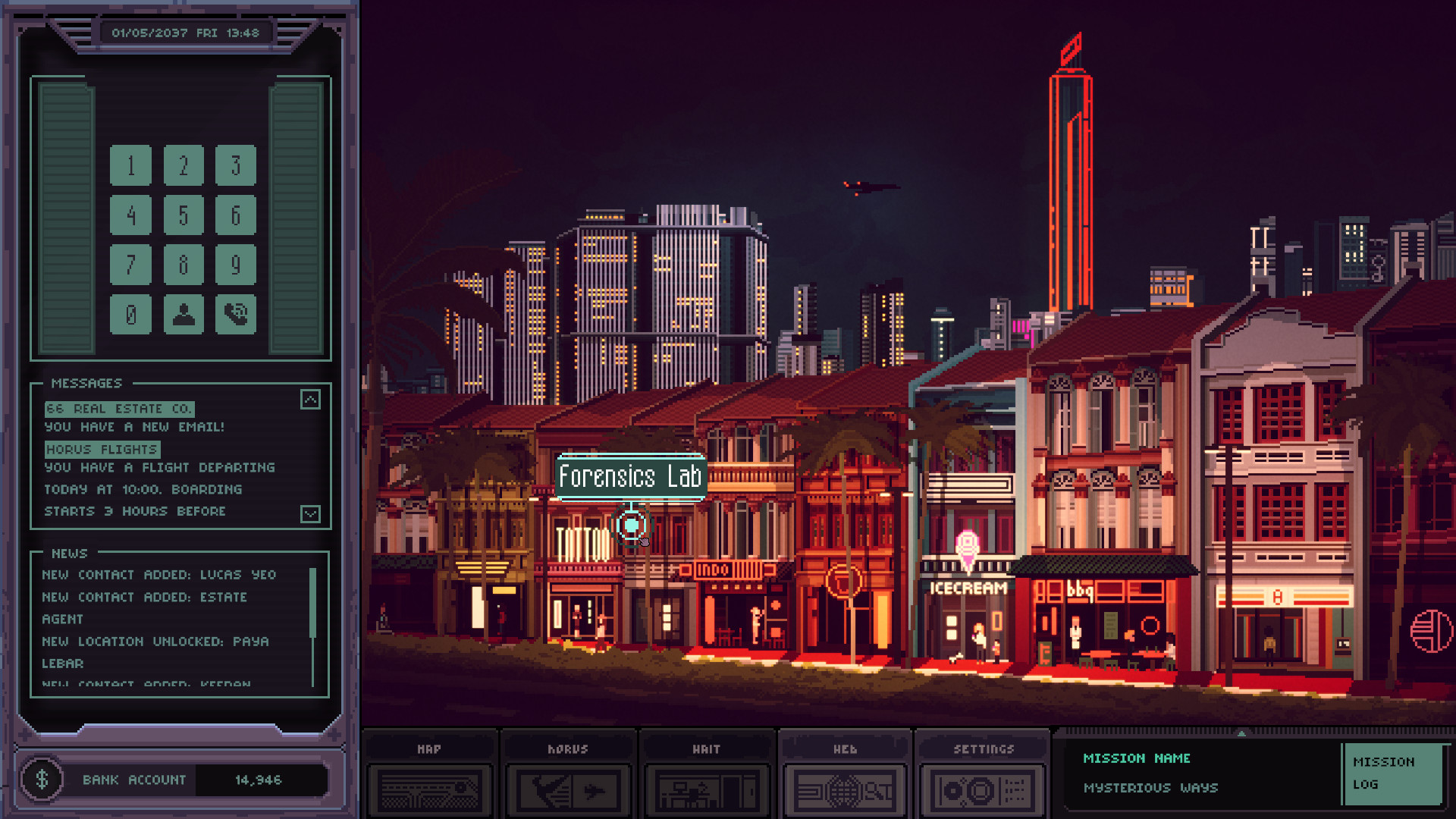 Image of the game Chinatown Detective Agency with a town and a bunch of buildings touching each other. 
